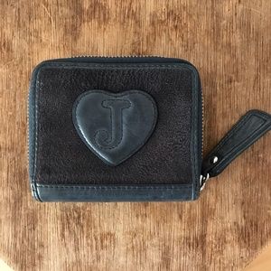 Juicy Couture wallet blue velvet & "J" heart